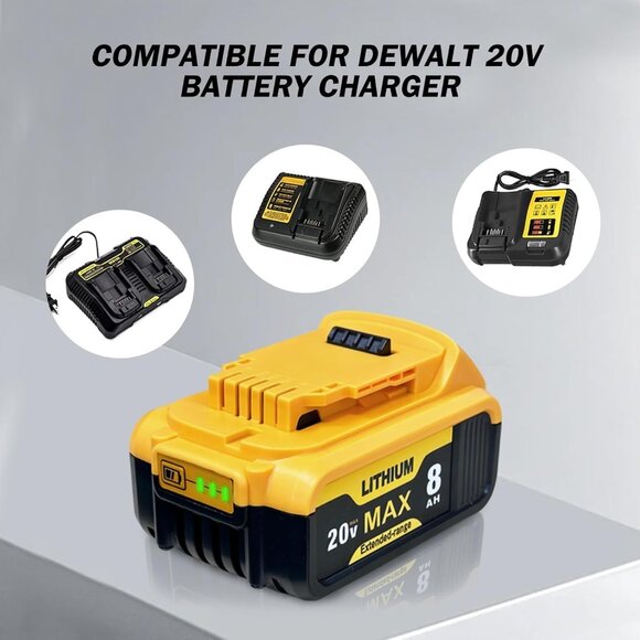 2-Pack 8000mAh Replacement for Dewalt 20V MAX Battery - Compatible with DCB200 - Picture 4 of 7